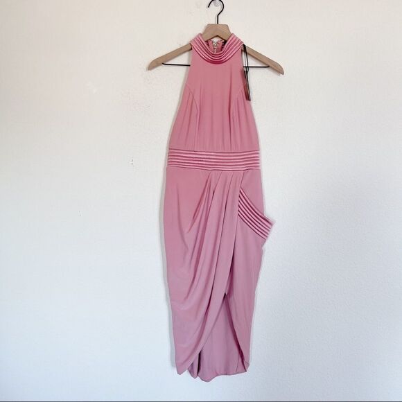 ZHIVAGO Miracle Satin-Panel Halter Midi Dress - Picture 6 of 10